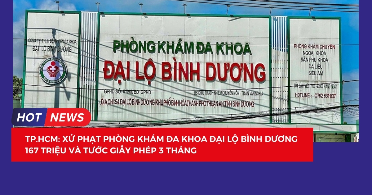 Xử phạt 167 triệu đồng đối với Phòng khám Đa khoa Đại lộ Bình Dương