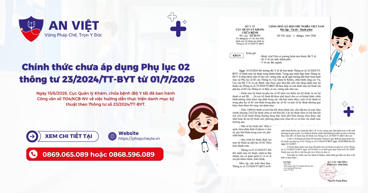 chưa áp dụng Phụ lục 02 thông tư 23/2024/TT-BYT từ 01/7/2026